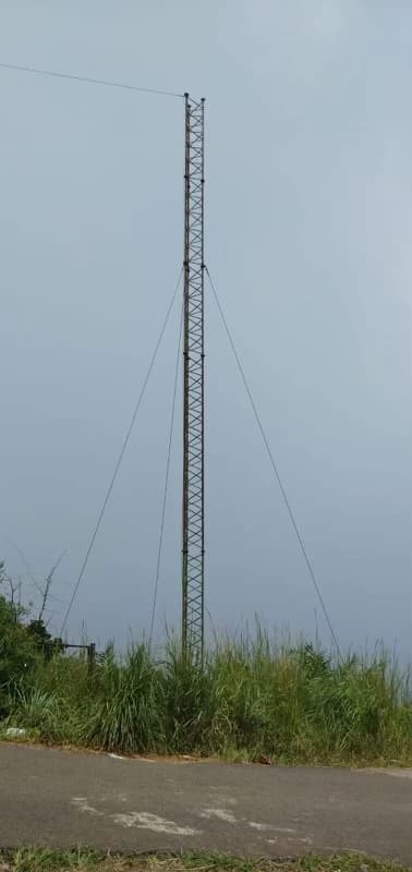 Apex-mounted lightning rod safeguarding rooftop mechanical equipment