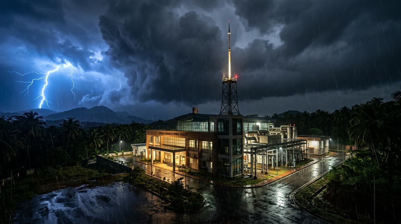 Kerala thunderstorm night sky lightning protection engineering